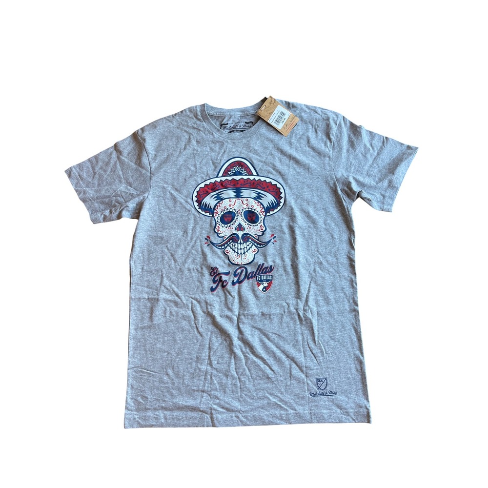 Mitchell & Ness FC Dallas MLS Sugar Skull T-Shirt Gray Mens Large NEW